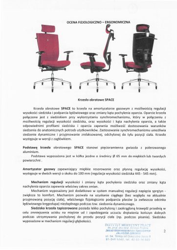 Certificación de la silla Space