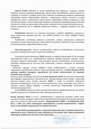 Certificación de la silla Space